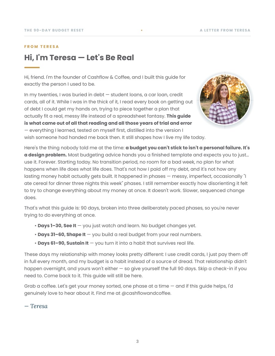 Hi, I'm Teresa: the letter on page 4
